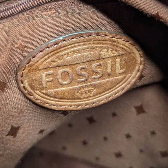 Fossil Brown Suede Colorful Baja Woven Canvas Turnlock Crossbody Swing Bag - Picture 8 of 8